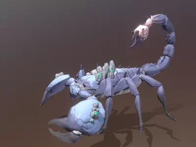Cyborg Blue Scorpion Threat Roar Fbx Pbr Animated 3D model