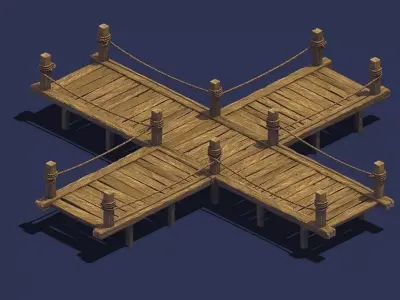 X Cross - Wooden Bridge 03 3D model