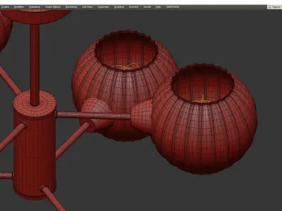 Sirius five light chandelier with glass globes Low-poly 3D model