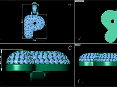 Bubble P Initial Pendant 3D print model