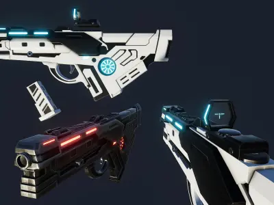 Scifi Weapon pack Low-poly 3D model