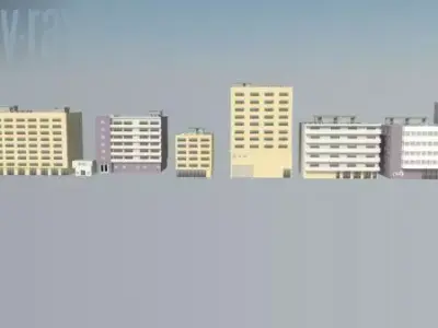 Building Set Low-poly 3D model