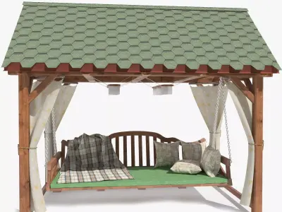 Garden swing oak 3D model