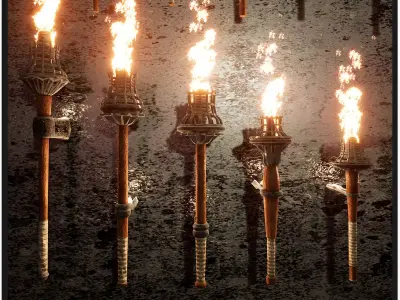 Ultimate Torches package  50 Variations Low-poly 3D model