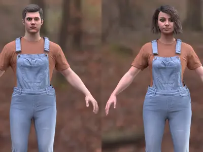  Man and Woman in Overall Outfit 6 