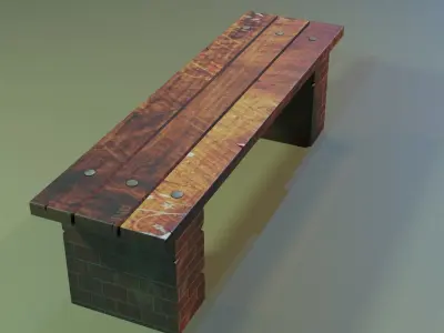Street bench Low-poly 3D model