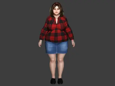 AAA 3D REALISTIC FAT GIRL CHARACTER - CASUAL OUTFIT Low-poly 3D model