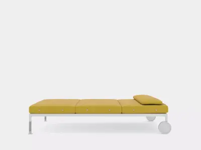Outdoor chaise longue with wheels 3D model