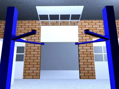 Garage brick building Low-poly 3D model purchase