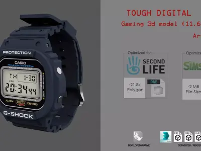 Tough Digital watch 3D model