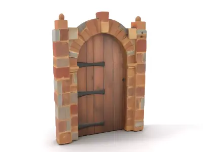 Rustic Arched Door model pack Low-poly 3D model