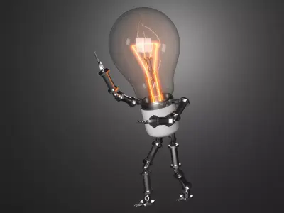 Light Bulb Robot Rigged 3D model