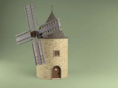Windmill Low-Poly Low-poly 3D model