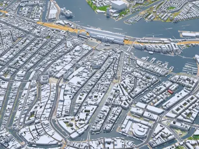 Amsterdam Downtown Netherlands Low-poly 3D model