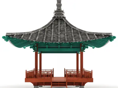 Korean style gazebo 3D model