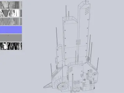 Futuristic building Low-poly 3D model 3