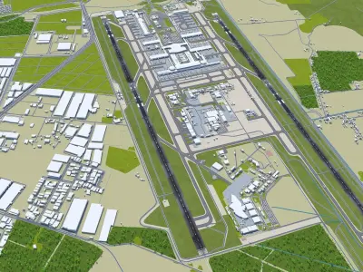 Santiago Airport 10km Low-poly 3D model