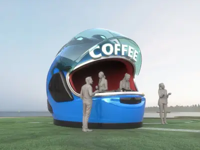 Helmet-Themed Coffee Shop 3D model