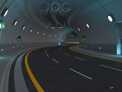 Highway Tunnel Adjustable and Rigged 3D model