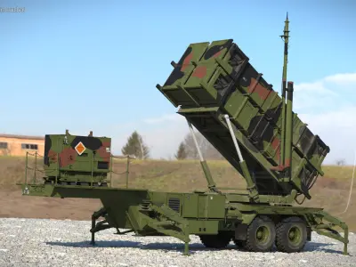  Patriot Missile Launcher on Wheeled Trailer Camo 