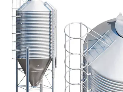 Metal feed bin Low-poly 3D model