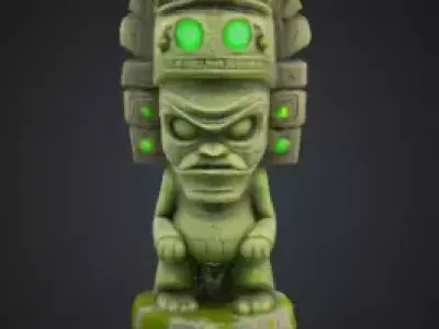 Stylized Mayan Alien Statue Low-poly 3D model