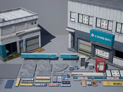 Korean Corner Store - UE4 Low-poly 3D model