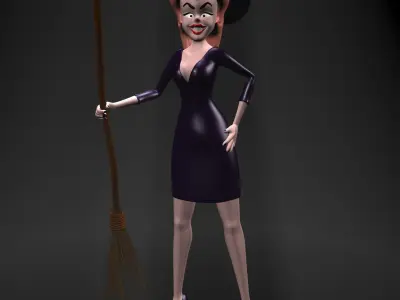 Cartoon Witch Rigged Low-poly 3D model