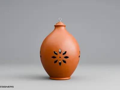 Ceramic Hanging Lantern - Terracotta Lantern 3D model