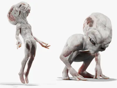 Gray Alien Blender Low-poly 3D model