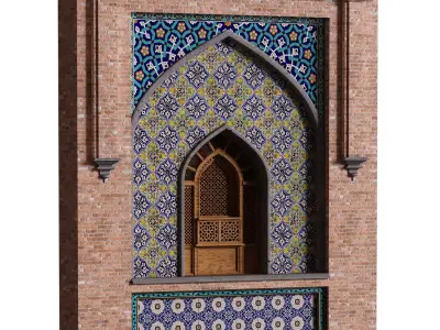 arabic exterior facade element set 809 Low-poly 3D model