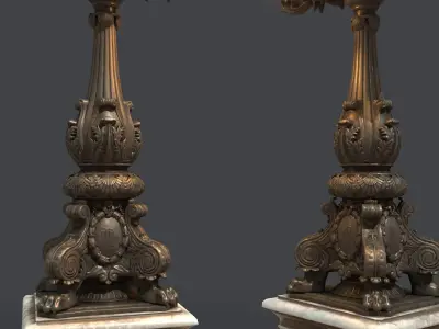 French Street Lamp Low-poly 3D model