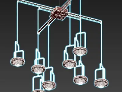 dighton-ch gold pendant light with glass shades 3D model