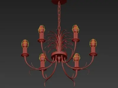 Mid Century Belgian Brass Chandelier By Boulanger 3D model