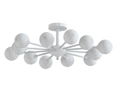 AX646 ceiling light fixture with glass globes and gold finish 3D model