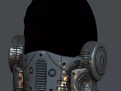 Gas mask helmet 3d model scifi Low-poly Low-poly 3D model 6
