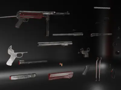 MP40 Rigged Low-poly 3D model
