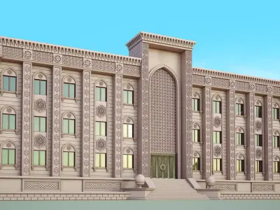 Building with stone facade 3D model
