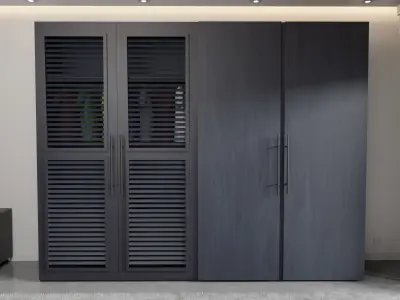 Modern Wardrobe Elegant Closet Black 3D model