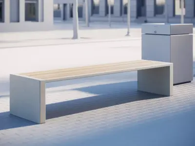 Simple street bench 3D model