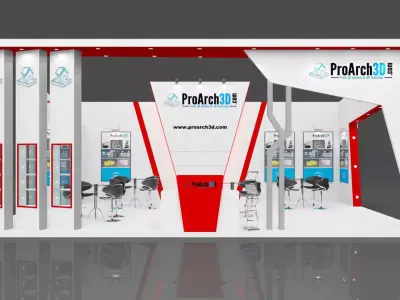 Exhibition stall 9 mtr x 6 mtr 3 sides open 3D model