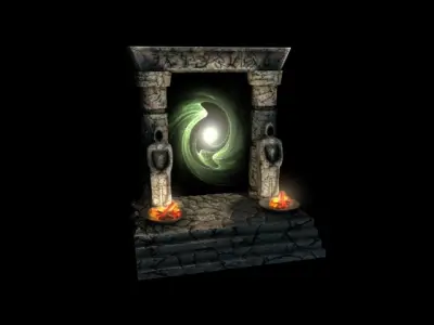 Ancient portal gate Low-poly 3D model