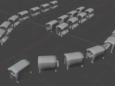 Medieval Street Market Low-poly 3D model