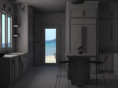 Kitchen on the sand 3D model