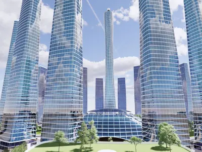Individual futuristic design of the city 3D model