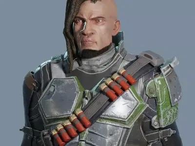 Sci-Fi Assault Hero Low-poly 3D model