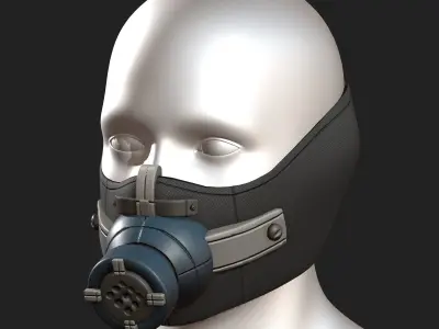 Gas mask respirator scifi futuristic 3d  Low-poly 3D model 15