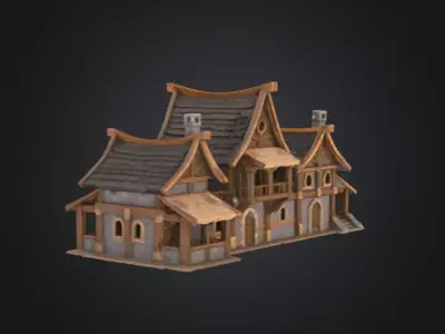 Nordic Chalet Low-poly 3D model