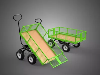 UTILITY TROLLEY CART WAGON TRAILER HAULER DUMP HAND TRUCK GARDEN 3D model