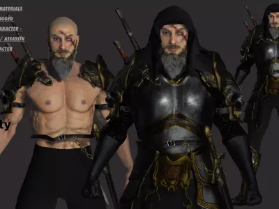 AAA 3D BEARDED MALE KNIGHT 2 -REALISTIC RIG GAME READY CHARACTER Low-poly 3D model